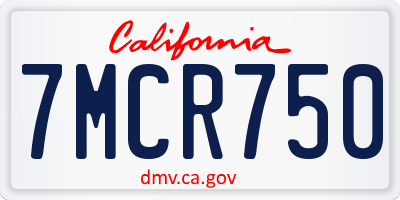 CA license plate 7MCR750