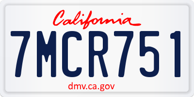 CA license plate 7MCR751