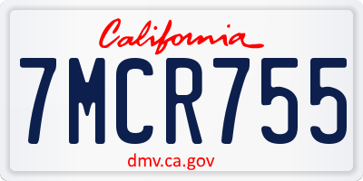 CA license plate 7MCR755