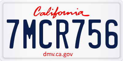 CA license plate 7MCR756