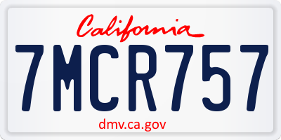 CA license plate 7MCR757