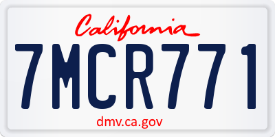 CA license plate 7MCR771