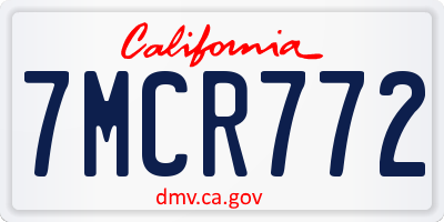 CA license plate 7MCR772
