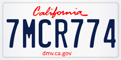 CA license plate 7MCR774