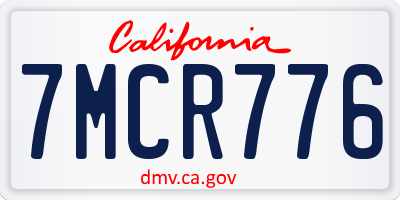 CA license plate 7MCR776