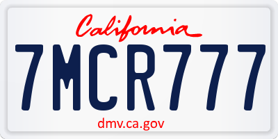 CA license plate 7MCR777