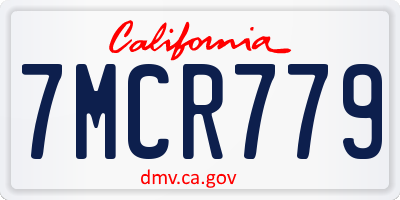 CA license plate 7MCR779