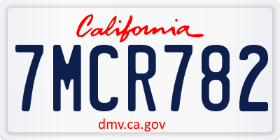 CA license plate 7MCR782