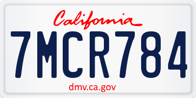 CA license plate 7MCR784