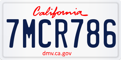 CA license plate 7MCR786
