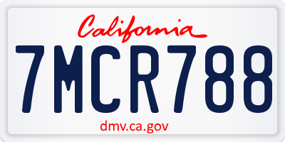 CA license plate 7MCR788