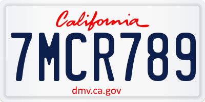 CA license plate 7MCR789