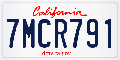CA license plate 7MCR791