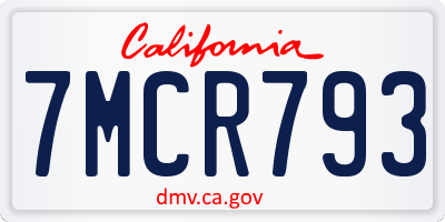 CA license plate 7MCR793