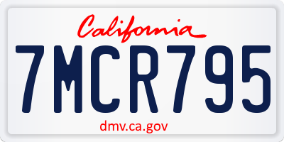 CA license plate 7MCR795