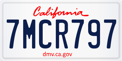 CA license plate 7MCR797