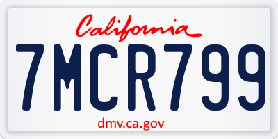 CA license plate 7MCR799