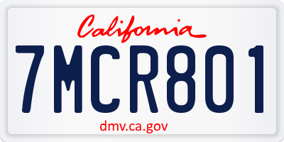 CA license plate 7MCR801