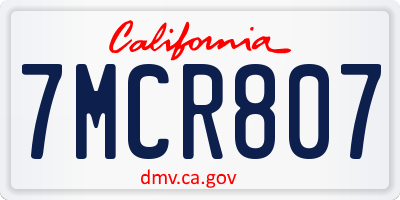 CA license plate 7MCR807