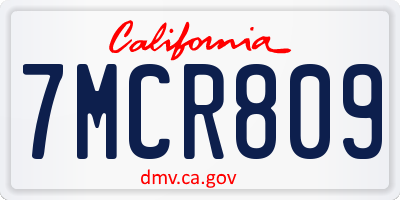 CA license plate 7MCR809