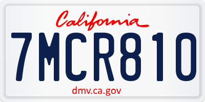 CA license plate 7MCR810