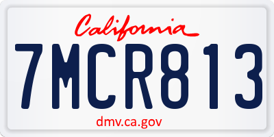CA license plate 7MCR813