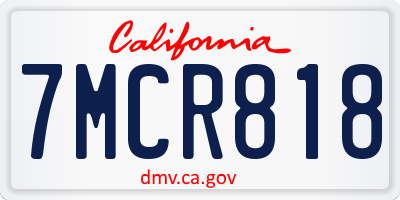 CA license plate 7MCR818