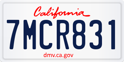 CA license plate 7MCR831