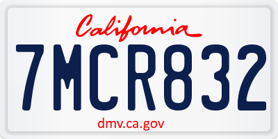CA license plate 7MCR832