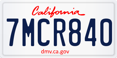 CA license plate 7MCR840