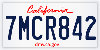 CA license plate 7MCR842