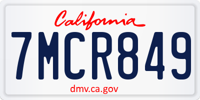 CA license plate 7MCR849