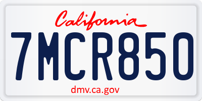 CA license plate 7MCR850