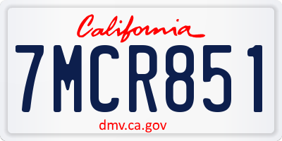 CA license plate 7MCR851