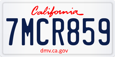CA license plate 7MCR859