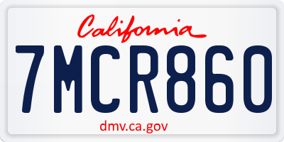 CA license plate 7MCR860