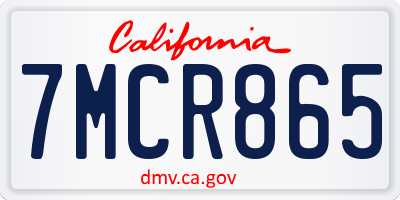 CA license plate 7MCR865