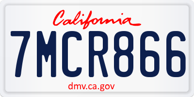 CA license plate 7MCR866