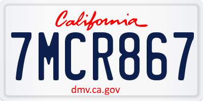 CA license plate 7MCR867