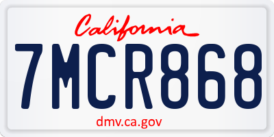 CA license plate 7MCR868