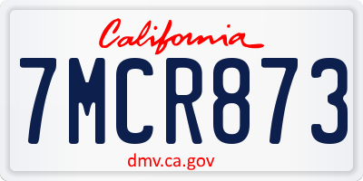 CA license plate 7MCR873