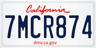 CA license plate 7MCR874