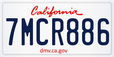 CA license plate 7MCR886