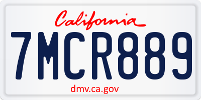 CA license plate 7MCR889