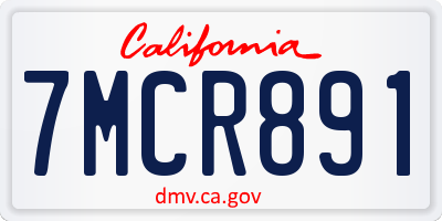 CA license plate 7MCR891