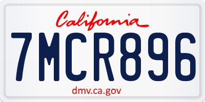 CA license plate 7MCR896