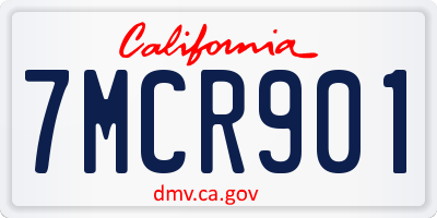 CA license plate 7MCR901