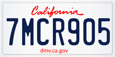 CA license plate 7MCR905