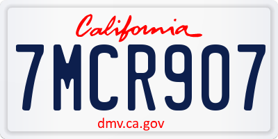 CA license plate 7MCR907
