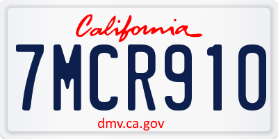 CA license plate 7MCR910